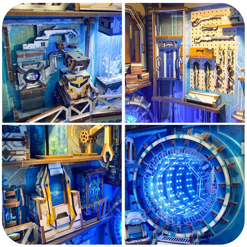 Book Nook Planetary Era – Sci-Fi Futurista con LED – Diorama 3D Montable - Miniverse Studio