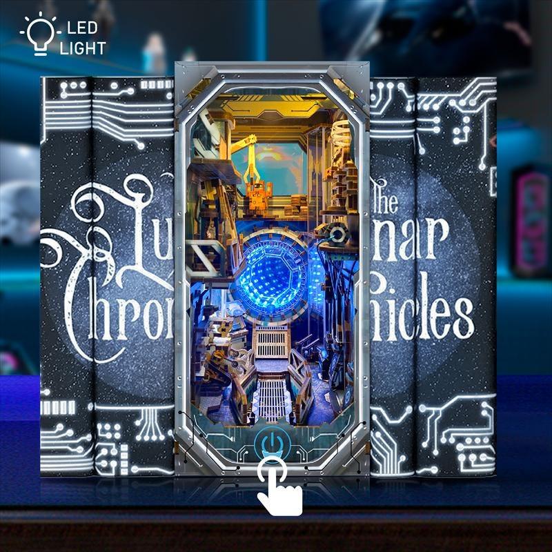 Book Nook Planetary Era – Sci-Fi Futurista con LED – Diorama 3D Montable - Miniverse Studio