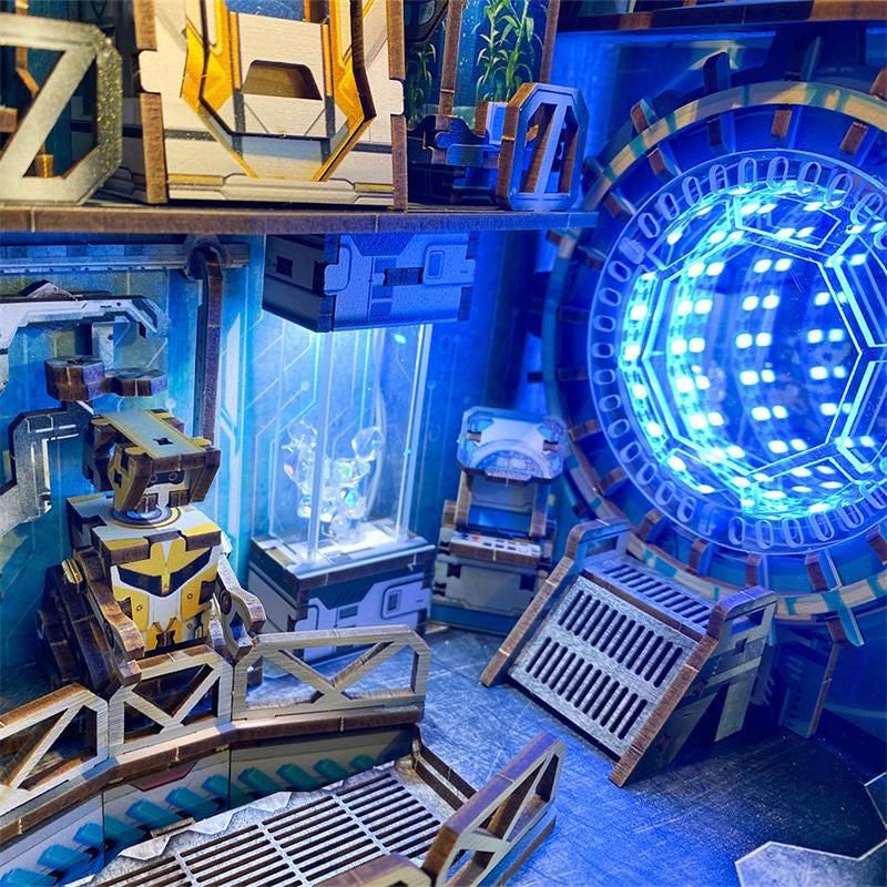 Book Nook Planetary Era – Sci-Fi Futurista con LED – Diorama 3D Montable - Miniverse Studio