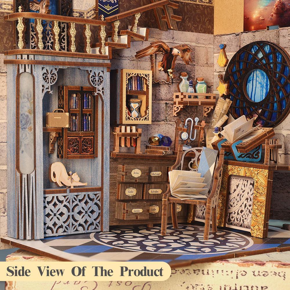 Book Nook Sala de Lectura Mágica con luces LED – Kit DIY de Madera | Diorama 3D Miniatura | Inserto para Estantería | Regalo lector - Miniverse Studio
