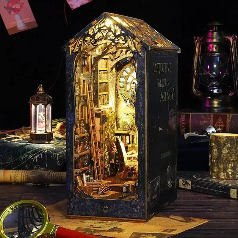 SL07 Detective Agency book nook with a giant clock face and a filigree roof