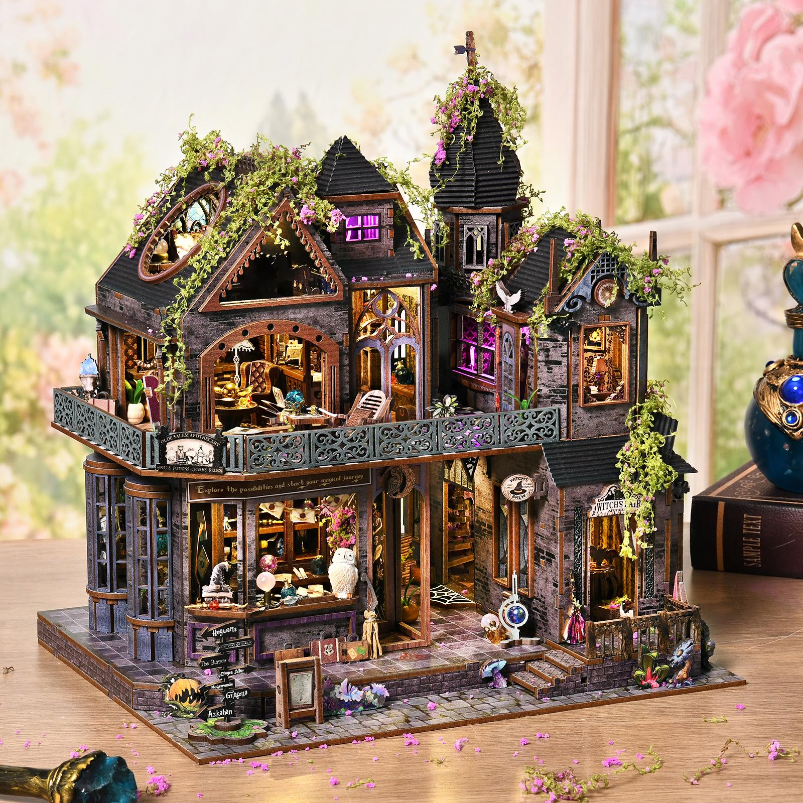 Magic Castle book nook kit, a wizarding-inspired diorama street scene