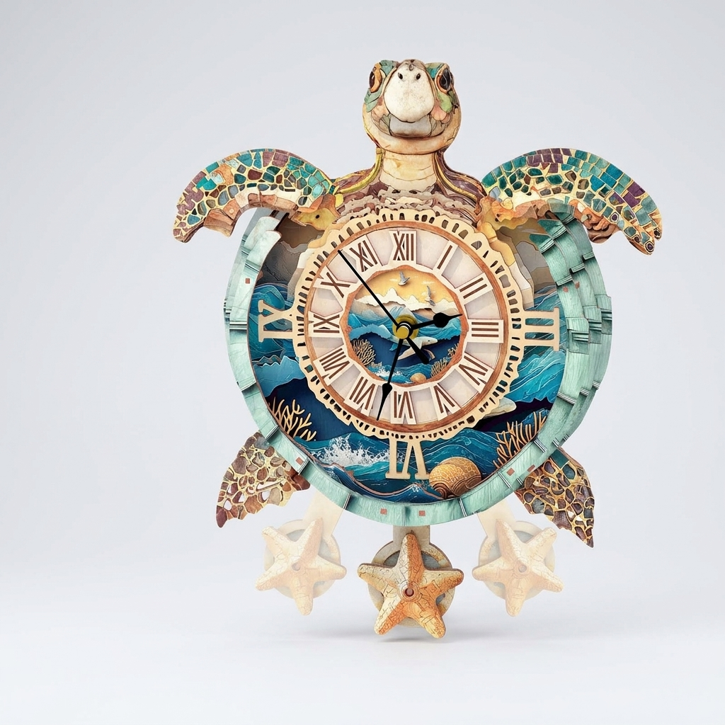 Sea Turtle Wall Clock - styled mockup