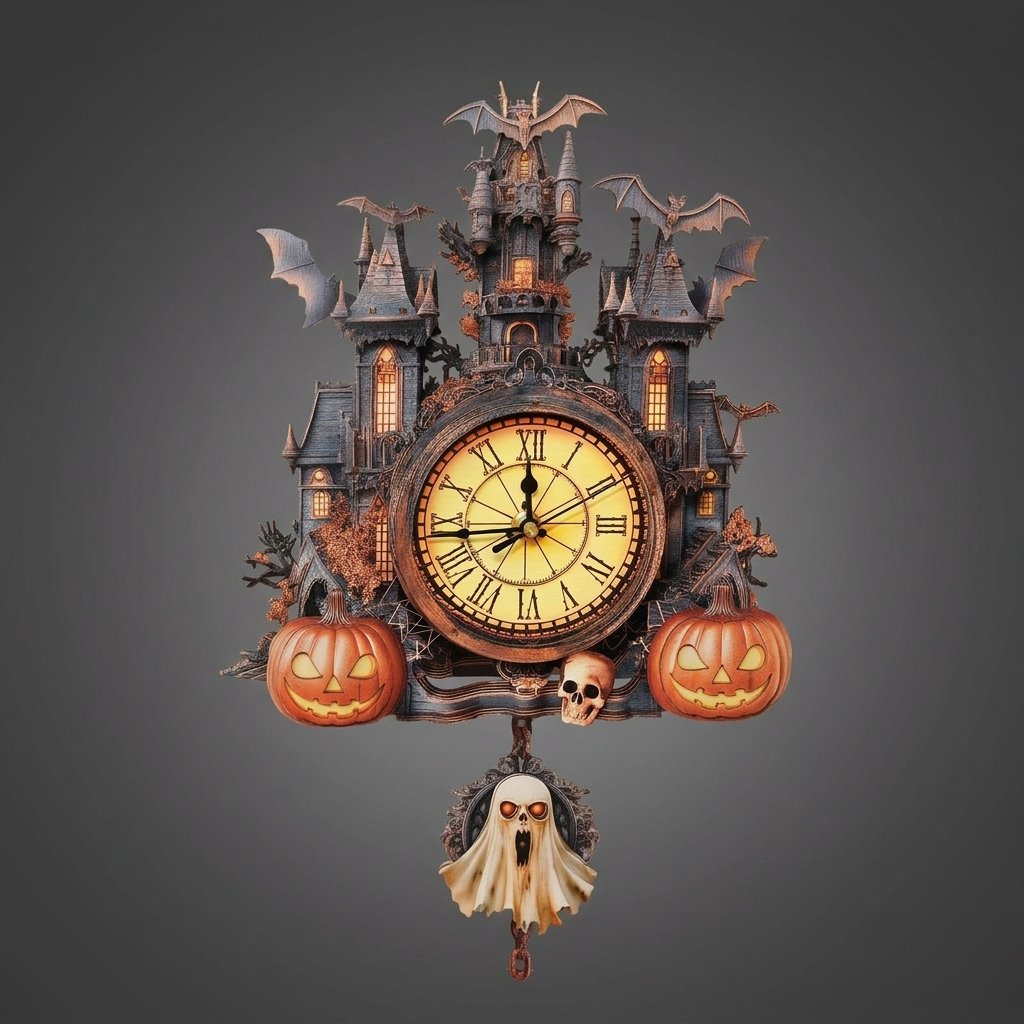 Haunted Castle Wall Clock - styled mockup