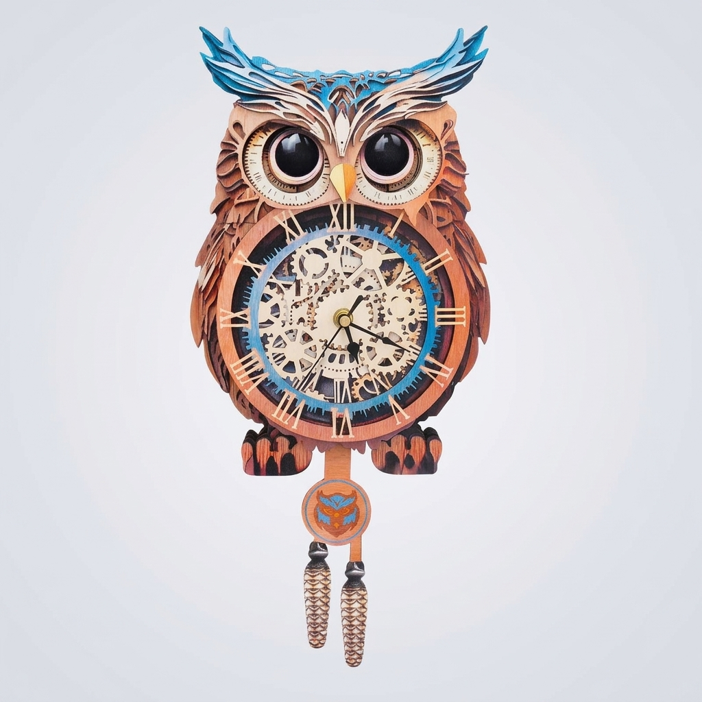 Owl Wall Clock - styled mockup