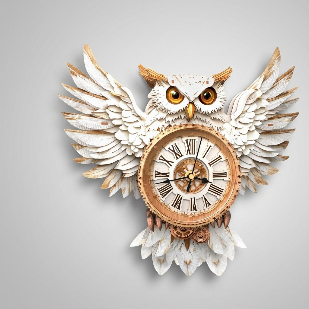 Snowy Owl Wall Clock - styled mockup