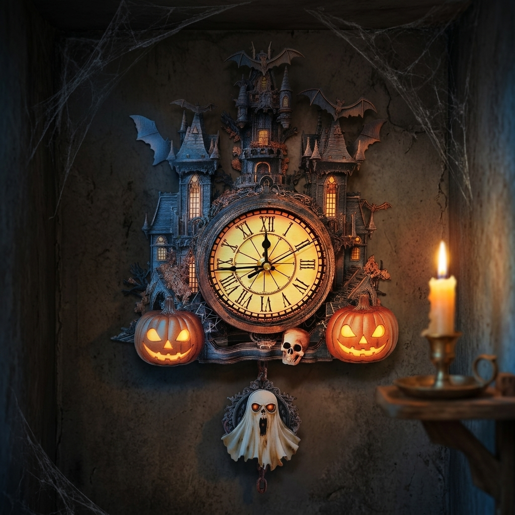 Haunted Castle Wall Clock - styled mockup