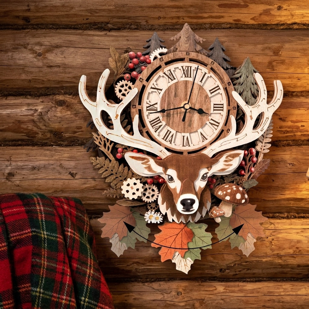 Reindeer Wall Clock - styled mockup