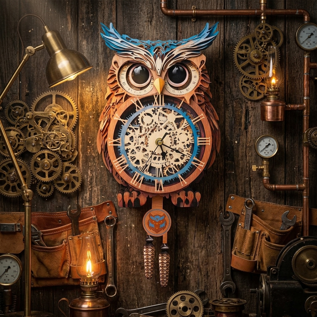 Owl Wall Clock - styled mockup