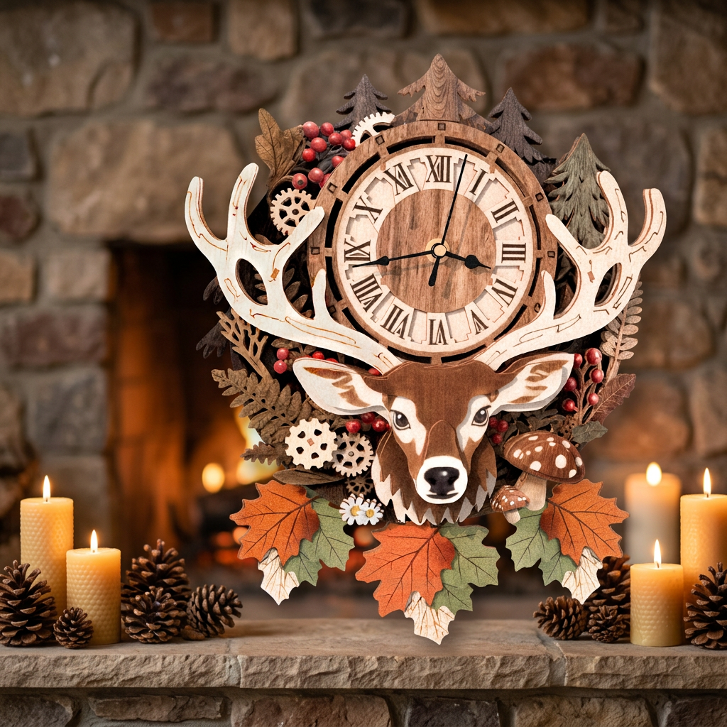 Reindeer Wall Clock - styled mockup