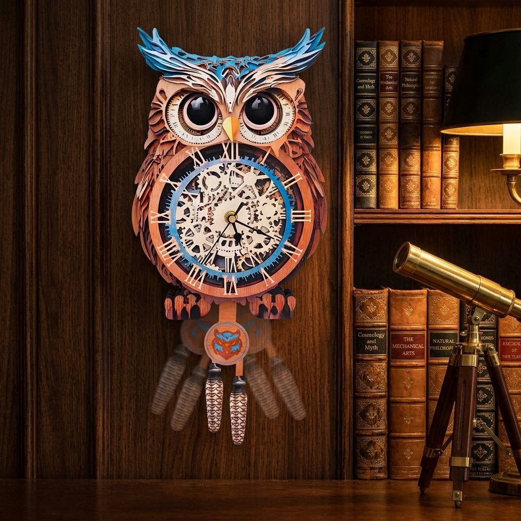 Owl Wall Clock - styled mockup
