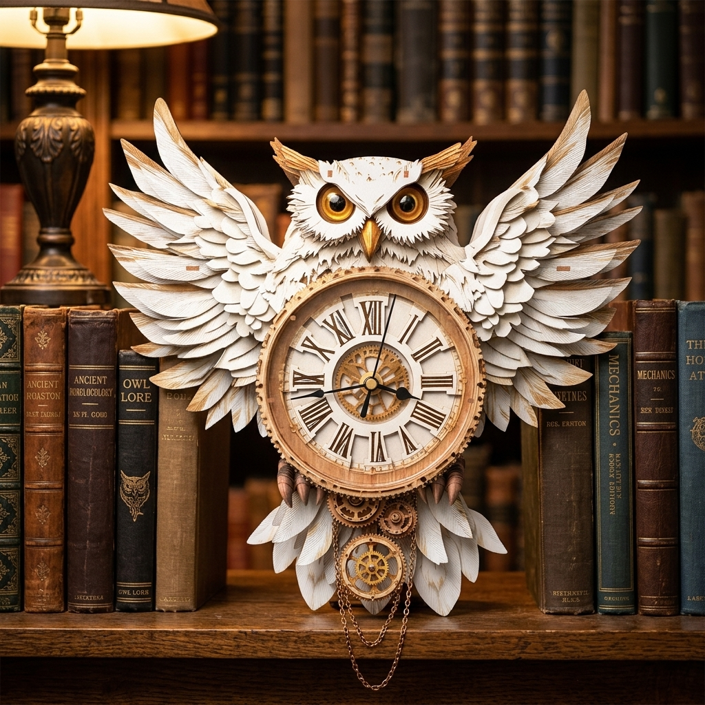 Snowy Owl Wall Clock - styled mockup