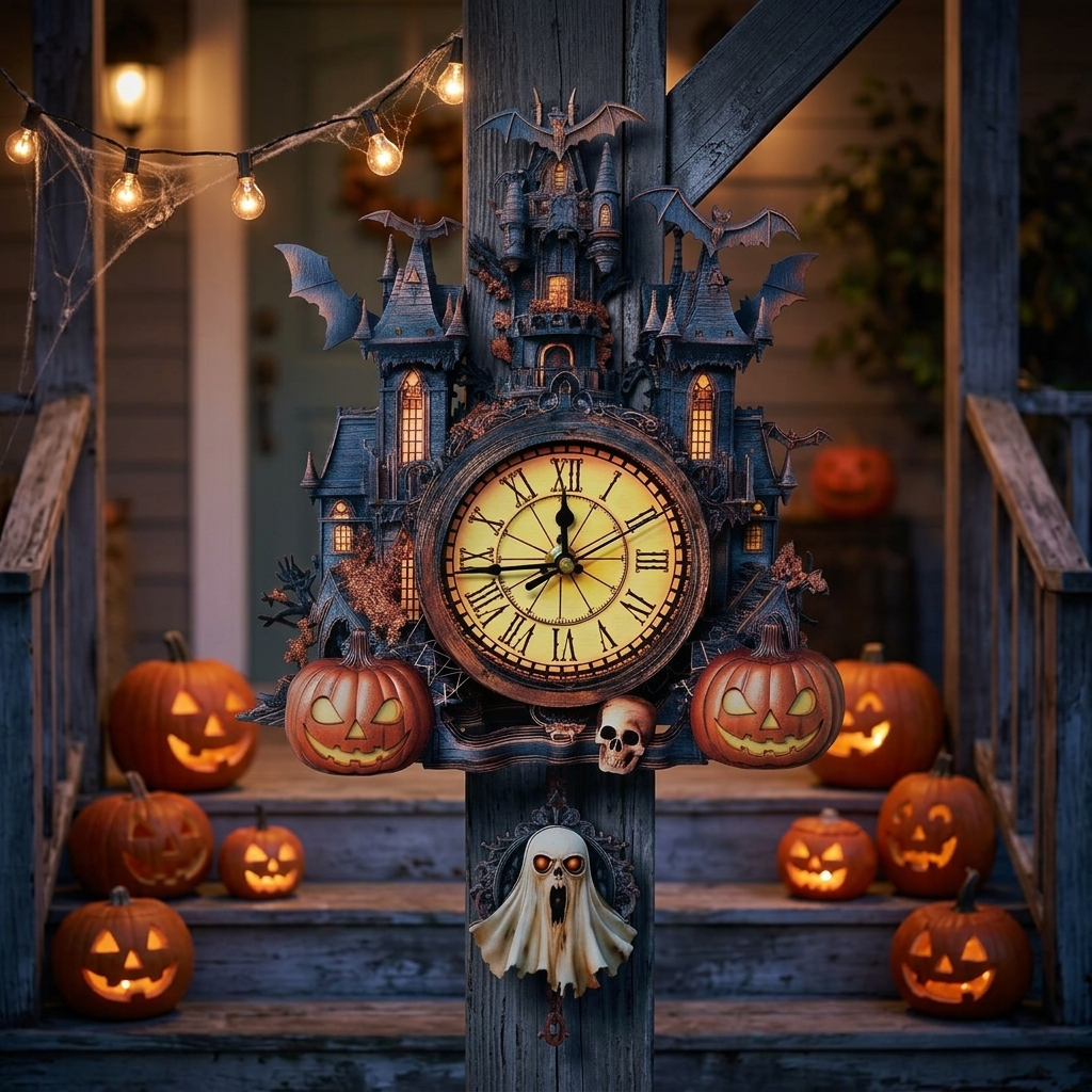 Haunted Castle Wall Clock - styled mockup