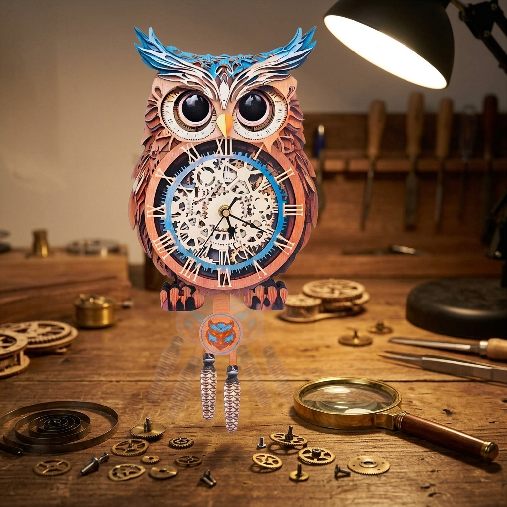 Owl Wall Clock - styled mockup