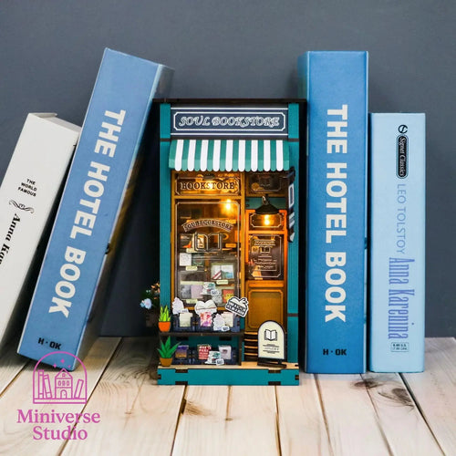 Book Nook DIY Librería 3D con luz LED - DIY Miniature Kit with LED Lights
