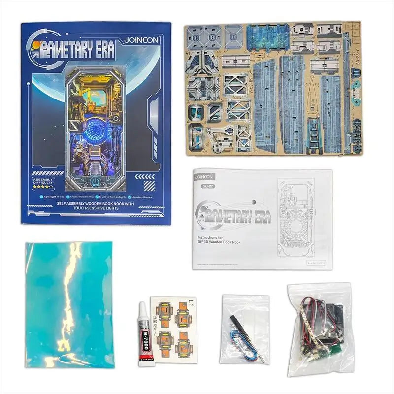 Book Nook Planetary Era – Futuristic Sci-Fi with LED – 3D Diorama DIY Kit