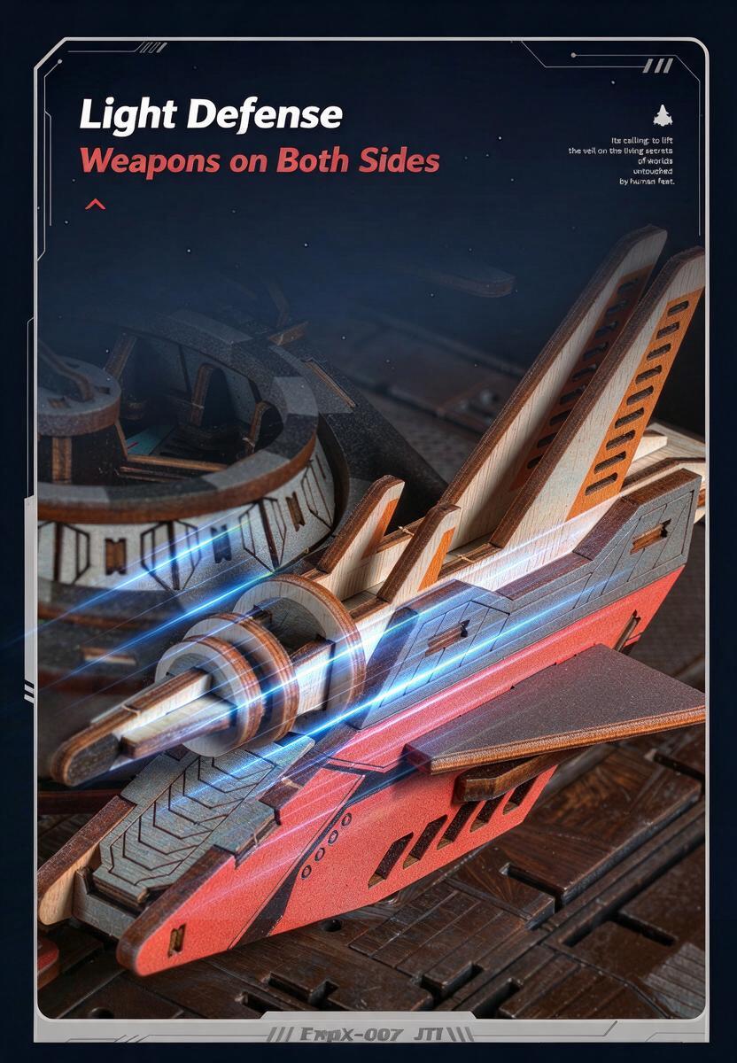 Explorer 01 Spaceship Kit | DIY 3D Wooden Puzzle with LED - product photo