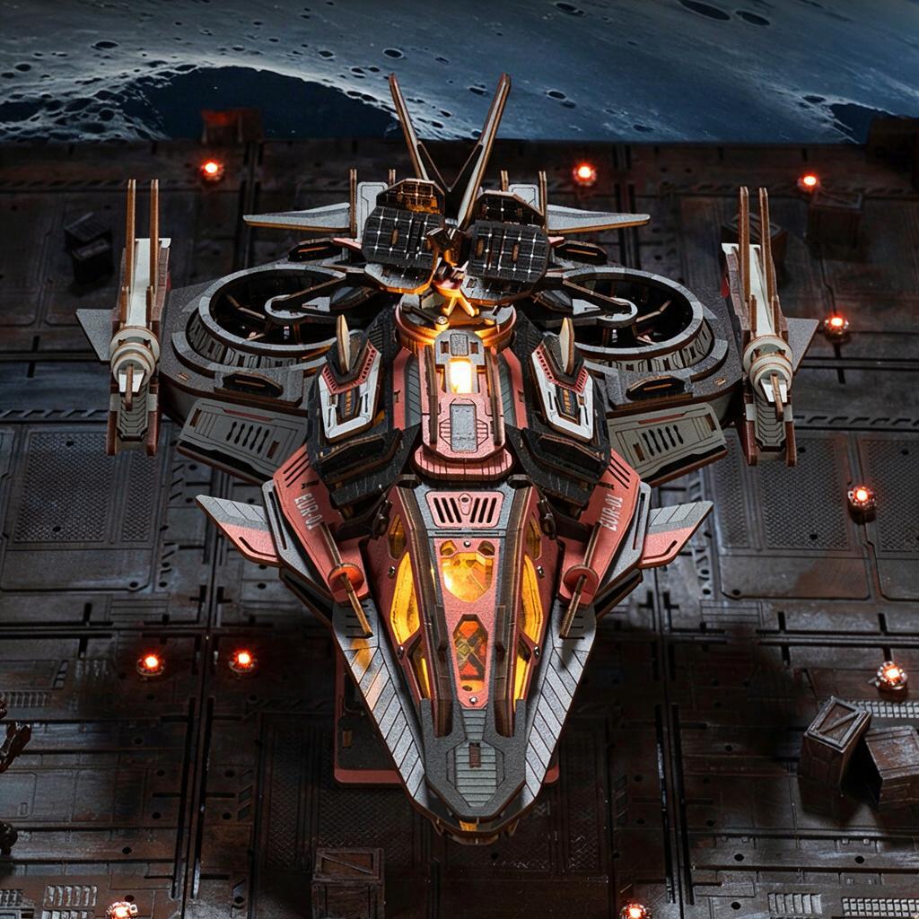 Explorer 01 Spaceship Kit | DIY 3D Wooden Puzzle with LED - product photo