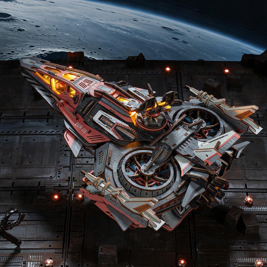 Explorer 01 Spaceship Kit | DIY 3D Wooden Puzzle with LED - product photo