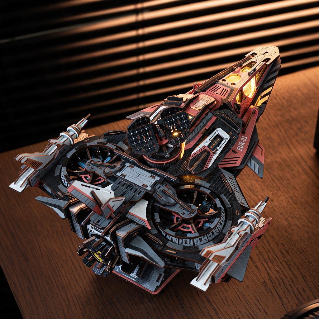 Explorer 01 Spaceship Kit | DIY 3D Wooden Puzzle with LED - product photo