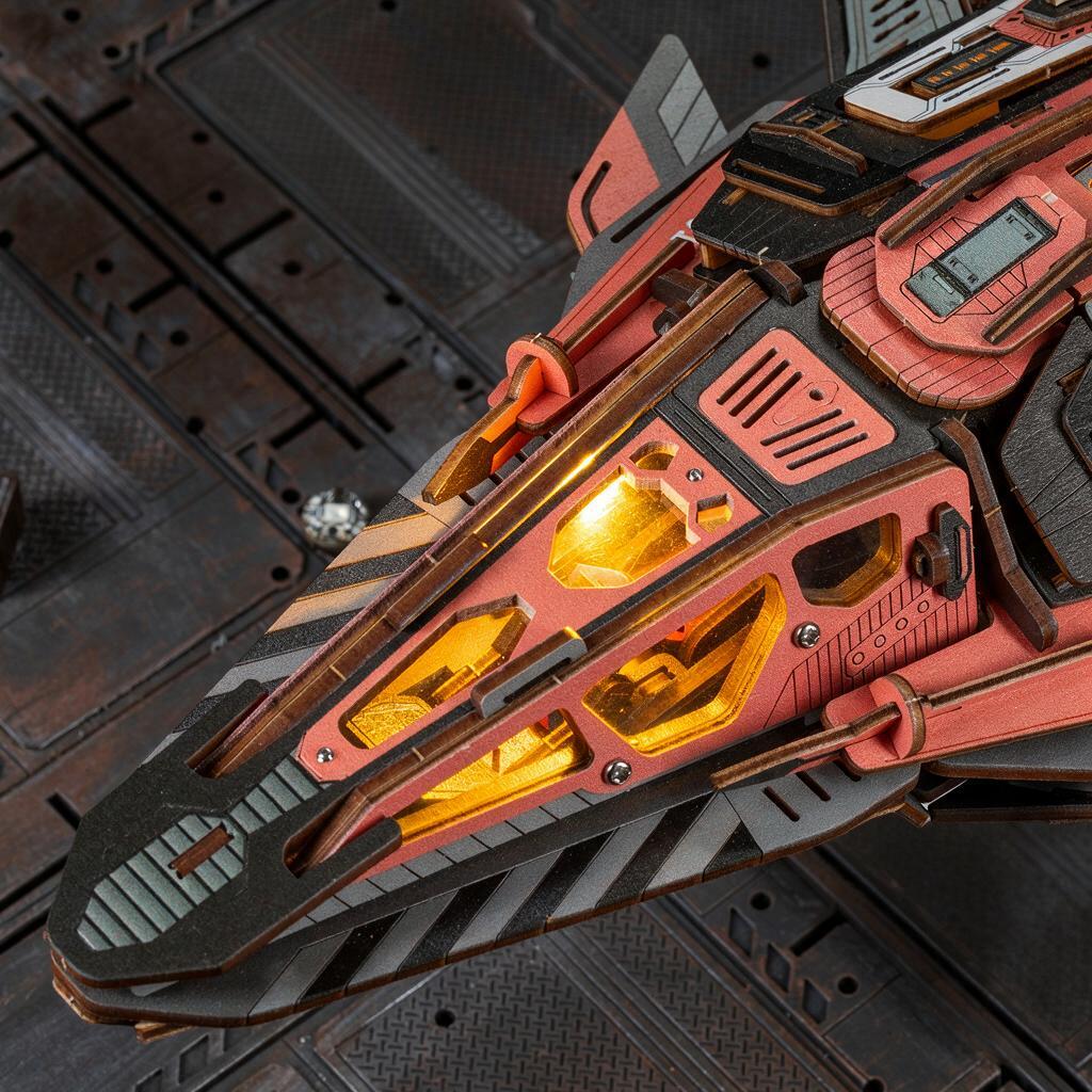 Explorer 01 Spaceship Kit | DIY 3D Wooden Puzzle with LED - product photo