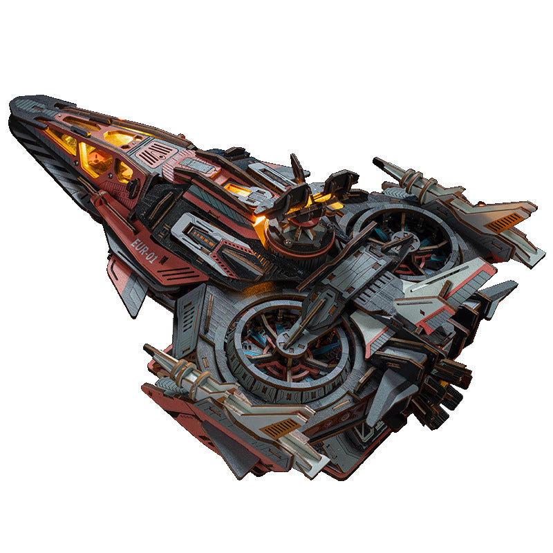 Explorer 01 Spaceship Kit | DIY 3D Wooden Puzzle with LED - product photo