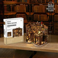 Miniature DIY Bookend Kit – Qimeng Book Hall – Handcrafted Cottage with Lights & Furniture