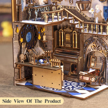 Book Nook Sala de Lectura Mágica con luces LED – Kit DIY de Madera | Diorama 3D Miniatura | Inserto para Estantería | Regalo lector - Miniverse Studio