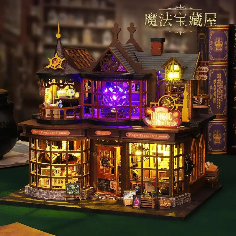 DIY Miniature Kit – Magic House Diorama with Furniture, LED Lights and Enchanted Details