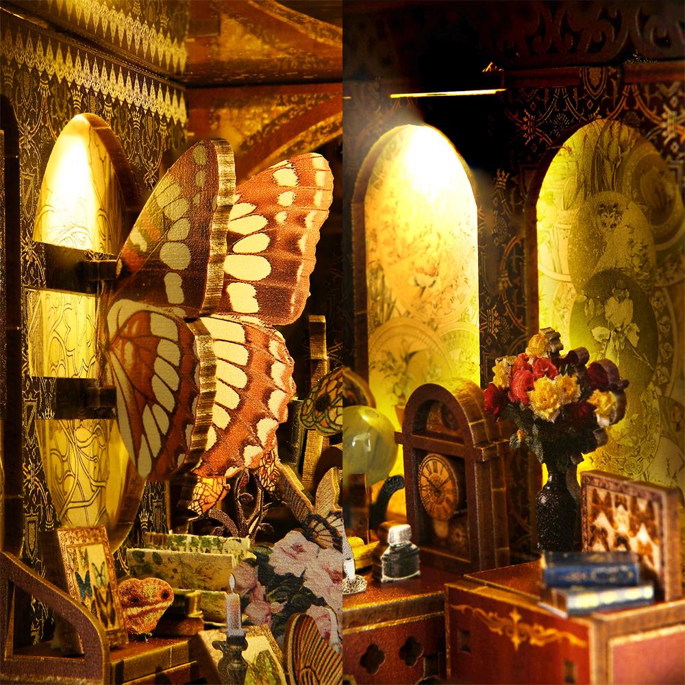 Butterfly Book Nook Kit – DIY Miniature Bookshelf Decor with LED Lights