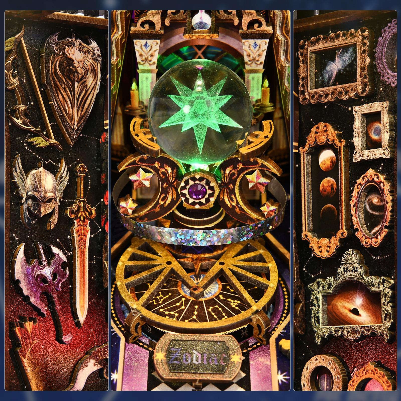 Mystic Zodiac Book Nook with LED | DIY Kit 12 Constellations | Decorative Miniature Unassembled | Handmade Astrology Gift