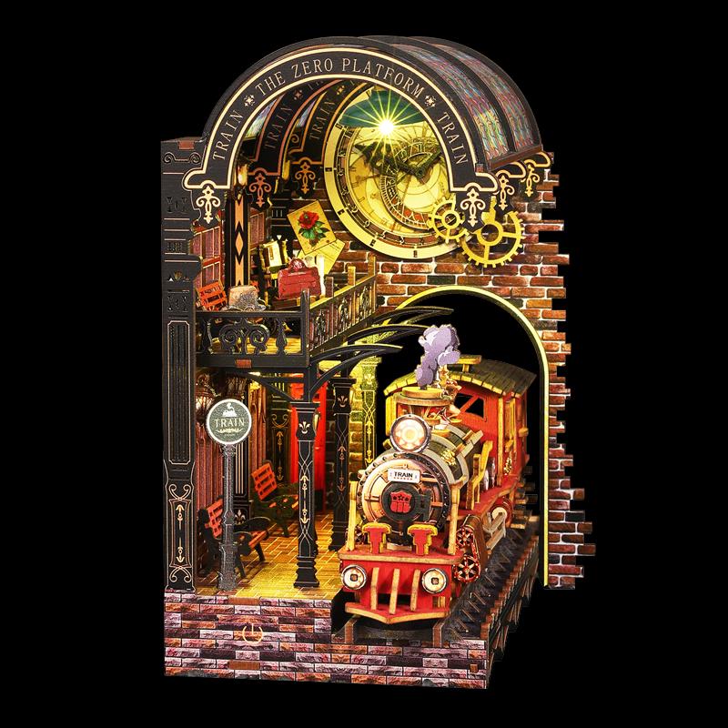 Book Nook Kit Magical 3D Wooden Puzzle Miniature Diorama DIY Craft gift with LED - DIY Kit Pieces and Components