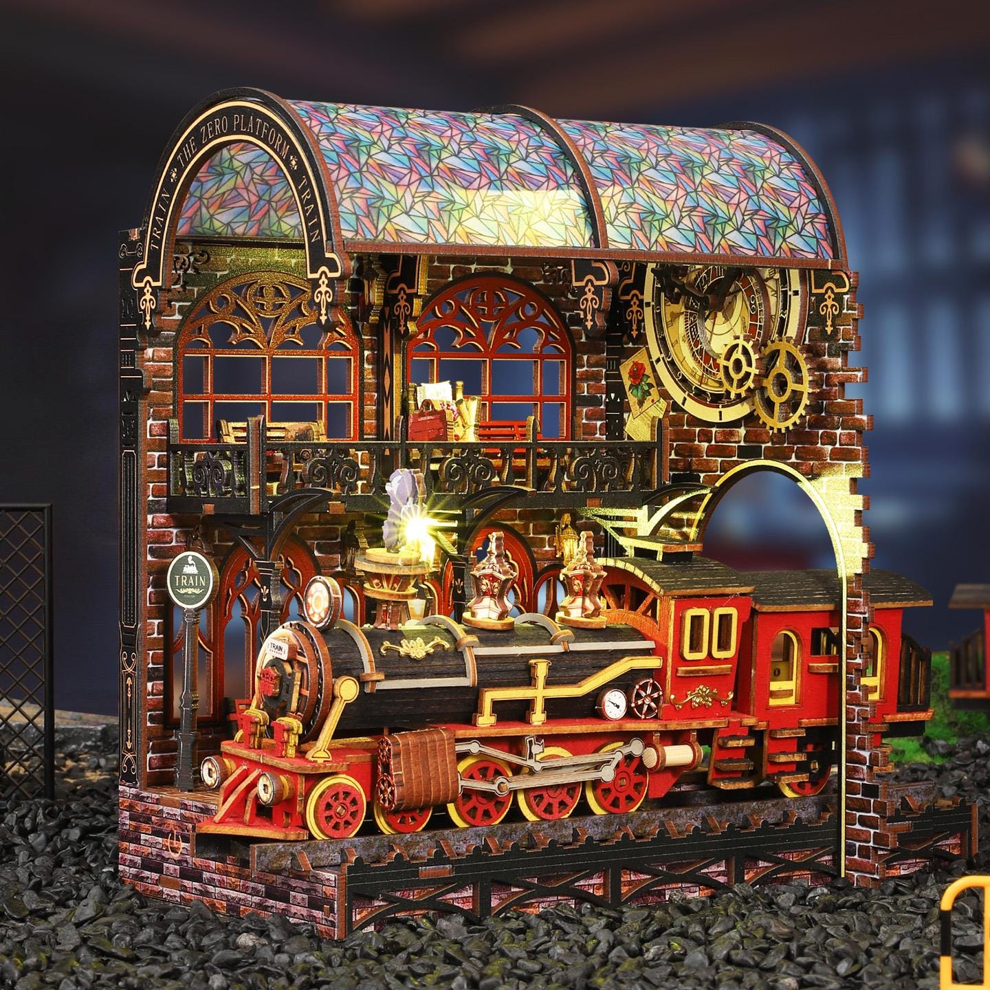 Book Nook Kit Magical 3D Wooden Puzzle Miniature Diorama DIY Craft gift with LED - Wooden Bookshelf Insert Diorama