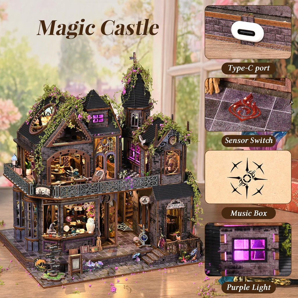 Magic Castle Book Nook DIY Kit Harry Potter Academy Bookshelf Insert Miniature Diorama