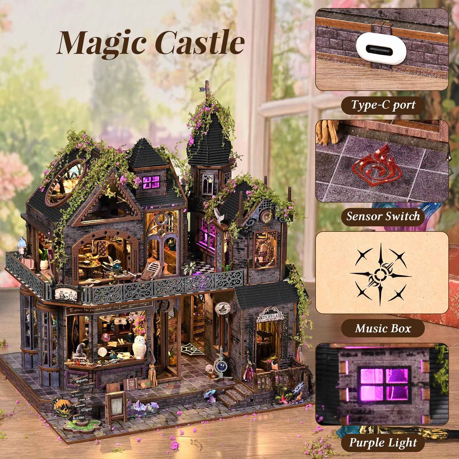 Magic Castle Book Nook DIY Kit Harry Potter Academy Bookshelf Insert Miniature Diorama