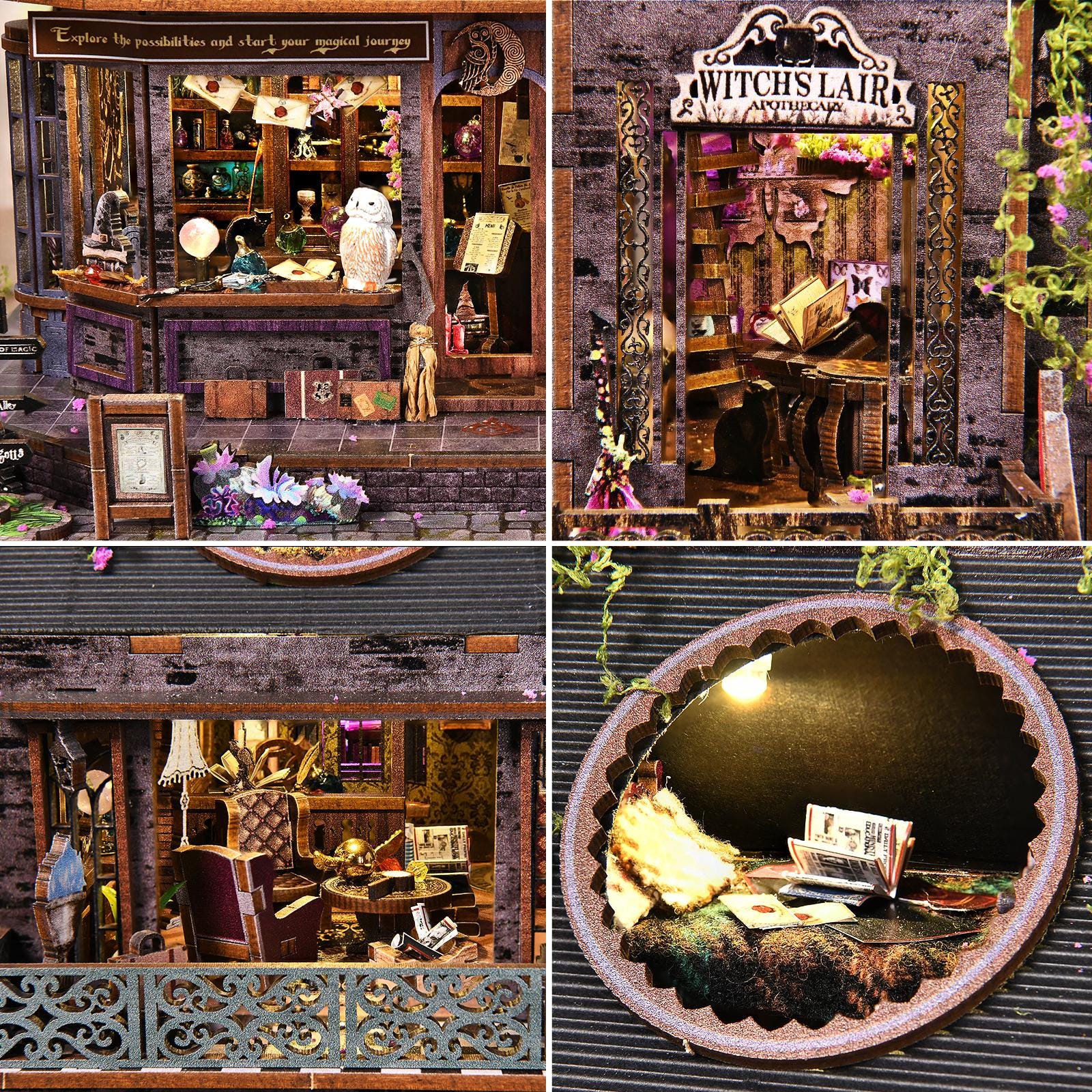 Magic Castle Book Nook DIY Kit Harry Potter Academy Bookshelf Insert Miniature Diorama