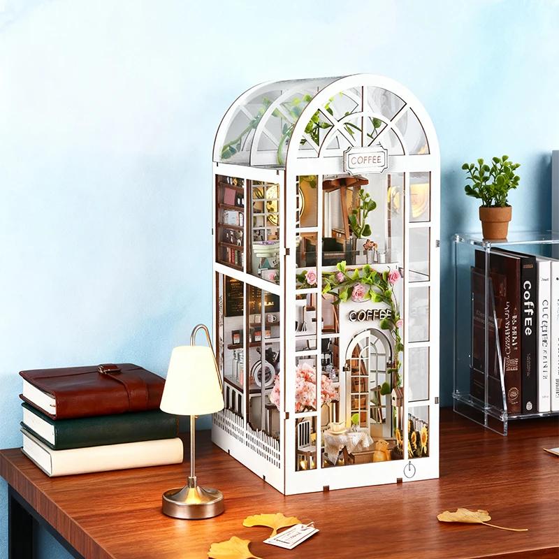 Book Nook Kit - Coffee Garden DIY Miniature Bookshelf Insert with LED Lights - Book Nook Kit Detail 11