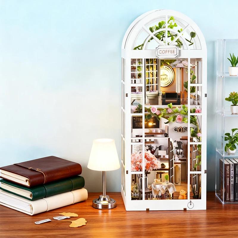 Book Nook Kit - Coffee Garden DIY Miniature Bookshelf Insert with LED Lights - Book Nook Kit Detail 12