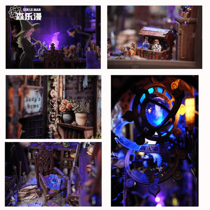 Kit Book Nook Mundo Mágico de Judy con LED | Casa Bruja 3D | Doble Cara | Diorama Estantería - Miniverse Studio