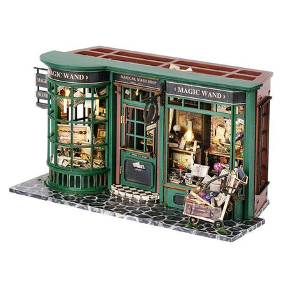 Kit miniatura DIY – Magical Wand Shop – Casita estilo retro europeo con elementos mágicos - Miniverse Studio