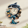 Orca Whale Wall Clock Kit | DIY 3D Wooden Puzzle with Pendulum - product photo