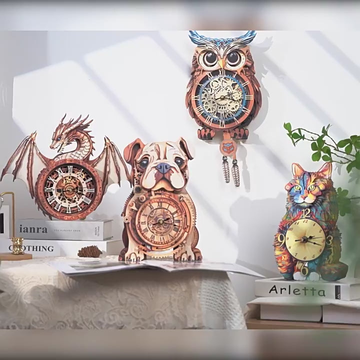 Rooster Wall Clock Kit | DIY 3D Wooden Puzzle with Pendulum - product video