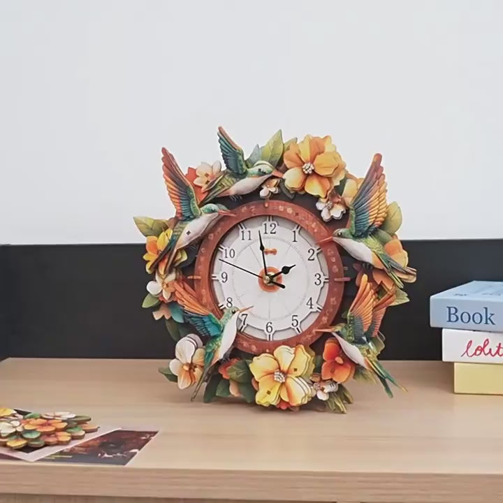 Hummingbird Wall Clock Kit | DIY 3D Wooden Puzzle with Pendulum - product video