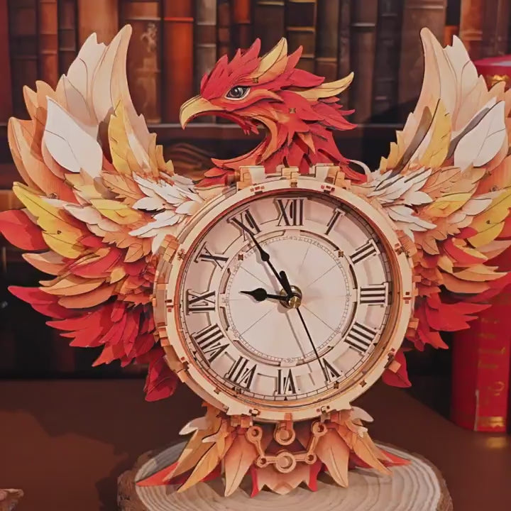 Phoenix Wall Clock Kit | DIY 3D Wooden Puzzle with Pendulum - product video