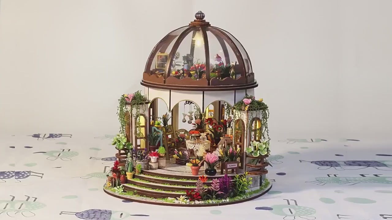 DIY Book Nook Kit | Hanging Garden Miniature House 3D Wooden Puzzle | LED Bookshelf Insert Gift