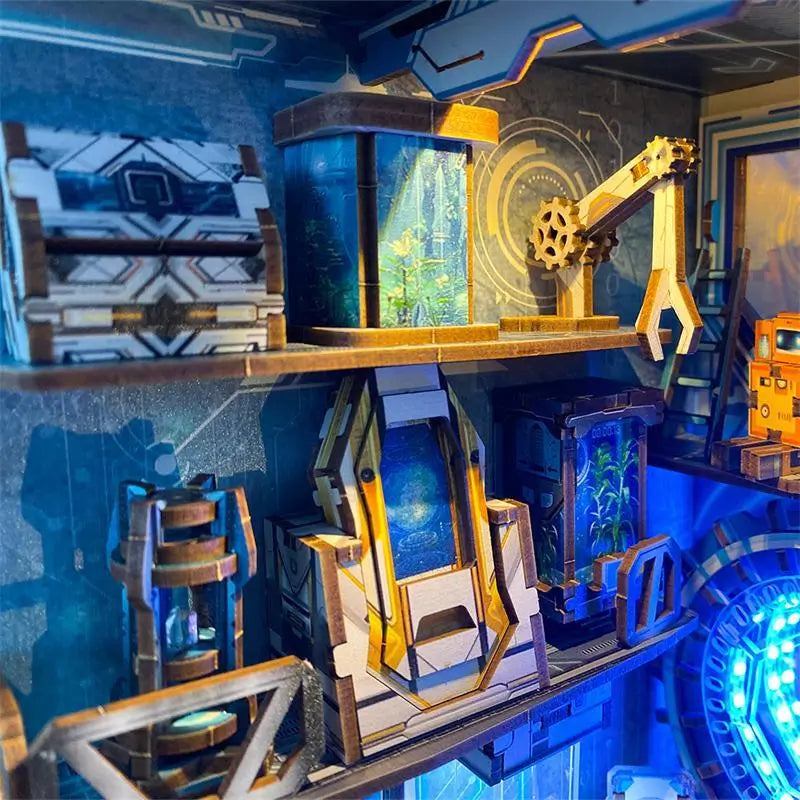 Book Nook Planetary Era – Futuristic Sci-Fi with LED – 3D Diorama DIY Kit