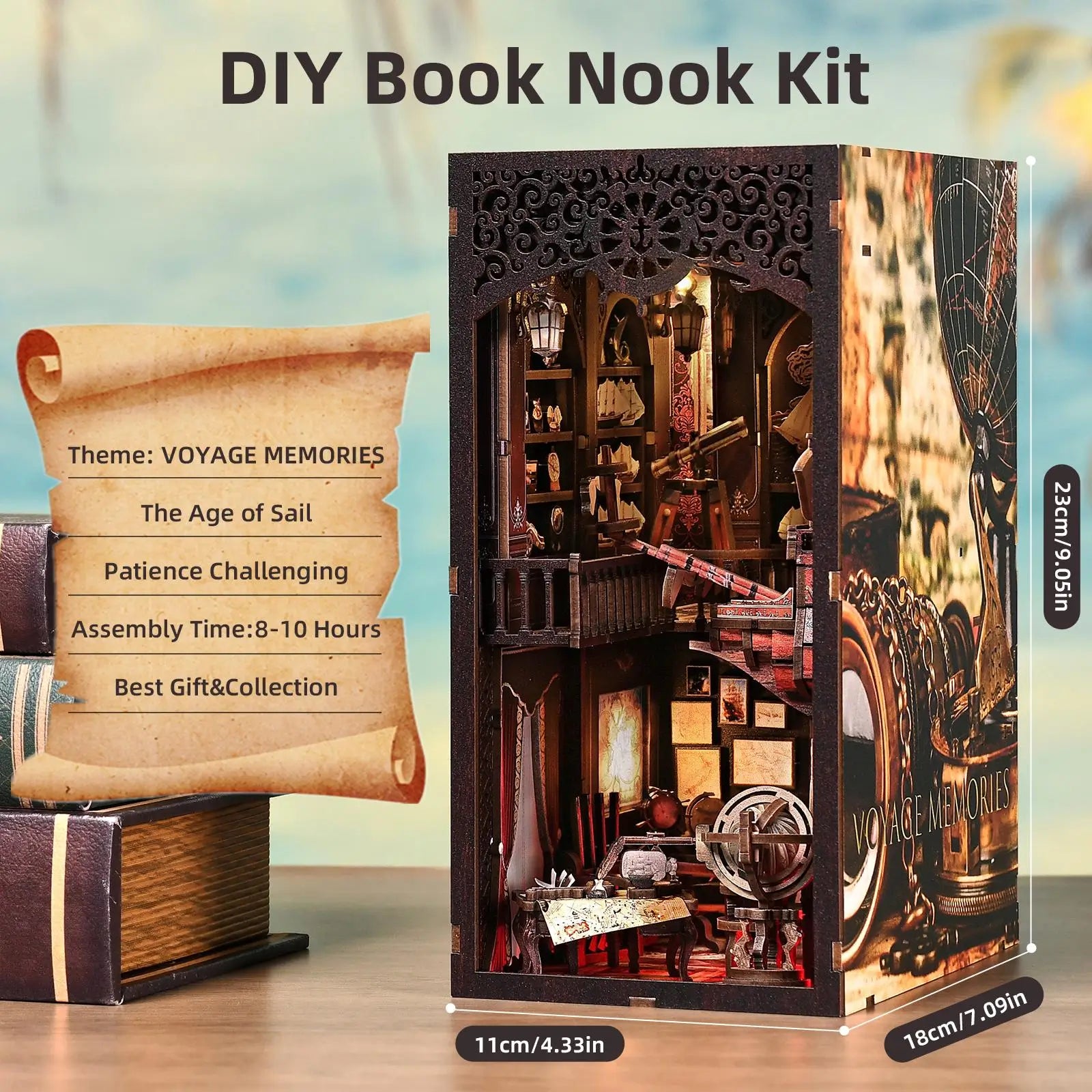 Book Nook "Voyage Memories" – DIY Maritime Exploration Diorama with LED Lights